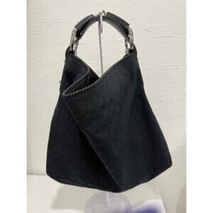Gucci GG Canvas Monogram Large Horsebit Chain Hobo Black